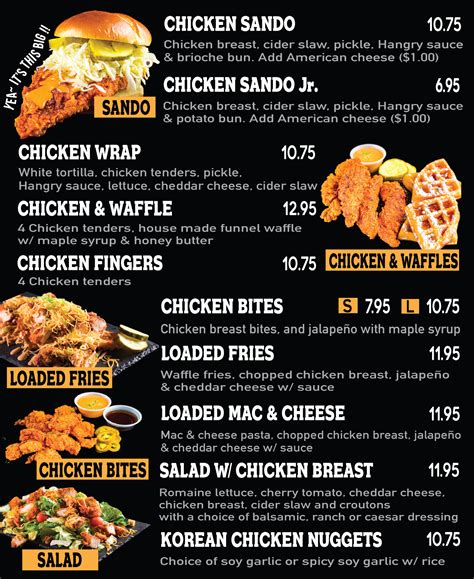 Hangry joes menu - Nashville Style Hot Chicken. Welcome to Hangry Joe’s, the rapidly-growing Nashville-style chicken franchise with presence from the East to the West Coast as well as Dubai and Korea. Featuring the signature Nashville-style chicken sandwich, our premise is simple: to offer our customers the best chicken sandwich in town and an unforgettable ...